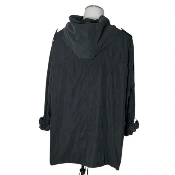 PERCH BY BLU PEPPER 3X BLACK POCKETS ROLL TAB SLEEVES LIGHTWEIGHT HOODED JACKET - Picture 3 of 4